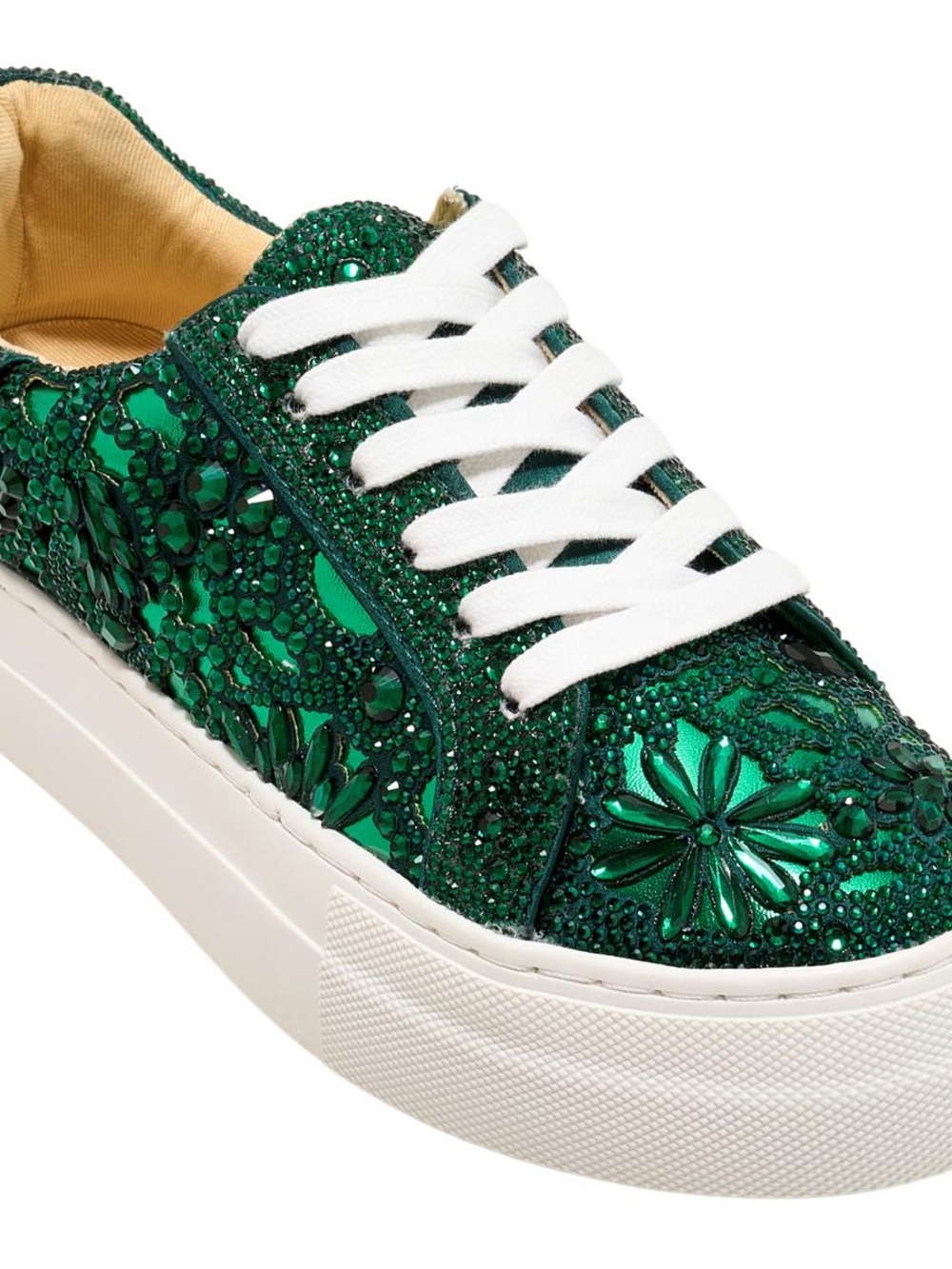 Betsy Johnson NWT Embellished Green Floral Platform Sneakers - Women